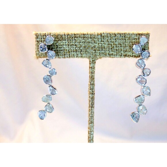 Genuine Old Mine Cut Diamond Sterling Silver Tennis Earrings 1.35 CT 7.9gr - Picture 2 of 7